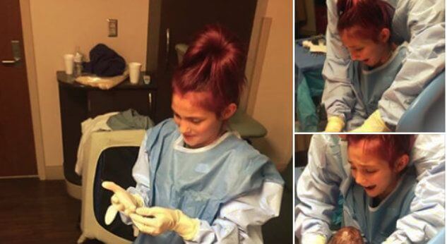 Niña de 12 años recibe a su hermanito al nacer